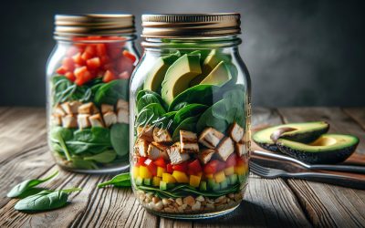 Quick Lunch Prep: Modified Keto Mason Jar Salads with Avocado Delight